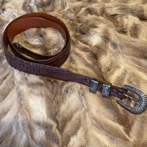 Hornback Alligator Belt with a 4 piece sterling silver buckle